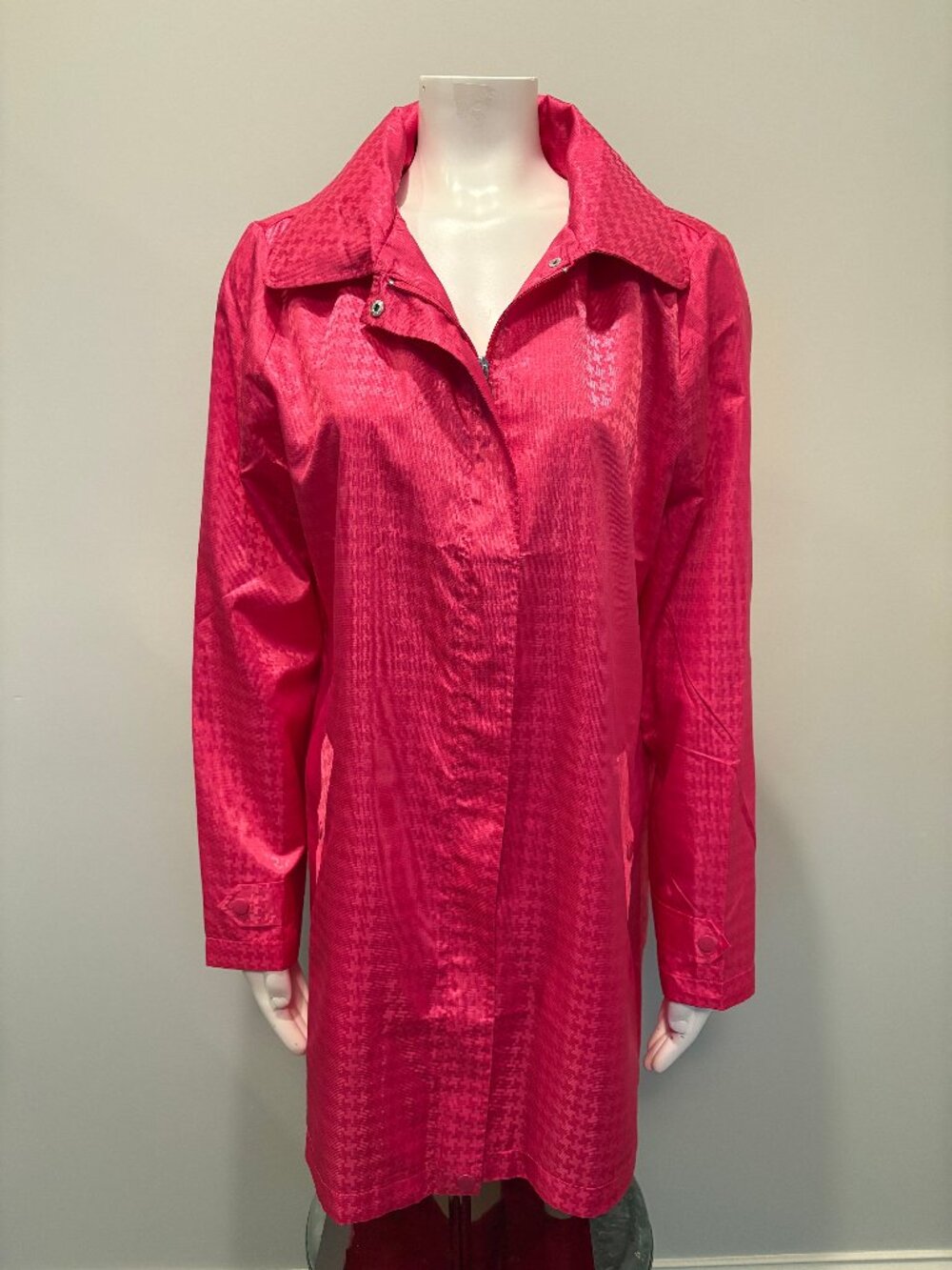 UbU Pack Your Personality Barbie Pink Houndstooth Pattern Lightweight Raincoat L